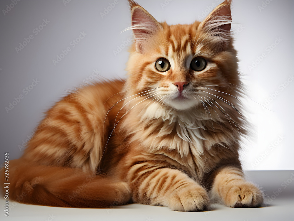 Cute kitten looking at the camera on isolated background