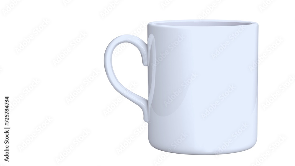 blank white mug mockup isolated on white background, coffee cup cutout on empty backdrop