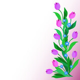 vector spring background with colored tulips. card for congratulations and invitations, spring background with tulips.