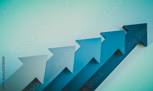 blue and blue arrows moving upwards.