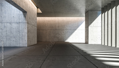 modern interior of a concrete space with light from outside.
