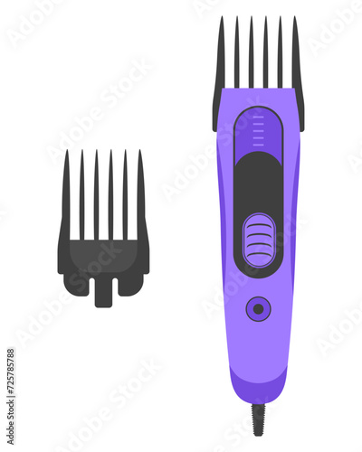 Electric hair clipper with interchangeable head. Vector illustration.