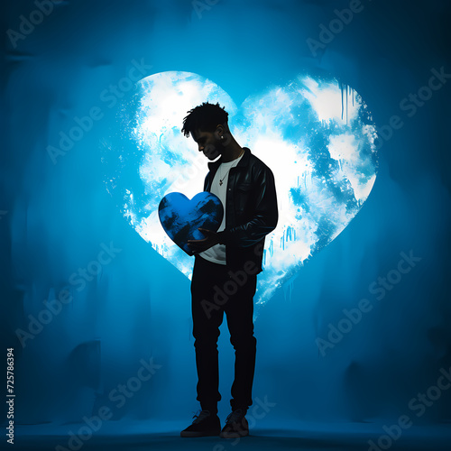  Valentine's Day Special Silhouette of a Man Holding Heart