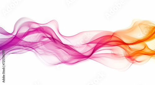 Abstract wave of translucent colors flowing across a white background. Creative fluidity and abstract art