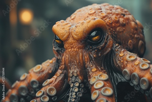 An intricate and graceful creature of the sea  the octopus extends its eight tentacles with a mesmerizing display of animalistic elegance