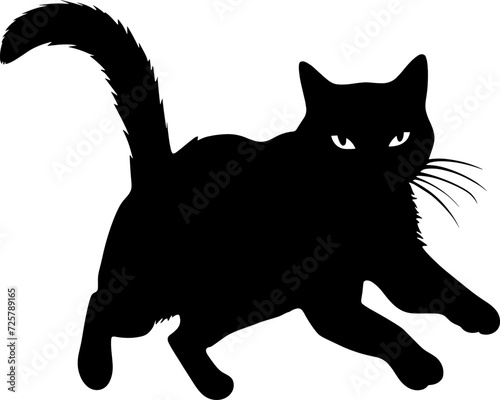 cat jumps silhouette, vector, animal, pet. AI generated illustration
