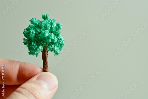 Intriguing Miniature Tree Held Between Fingers