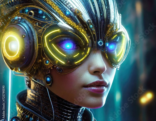 Porträt eines Cyberpunks mit leuchtenden Augen © Patrizio