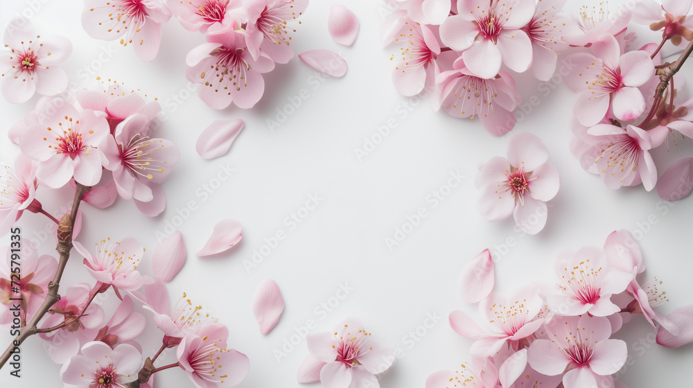 Spring's Soft Embrace Cherry Blossom Frame on White Spring's Soft Embrace Cherry Blossom Frame on White