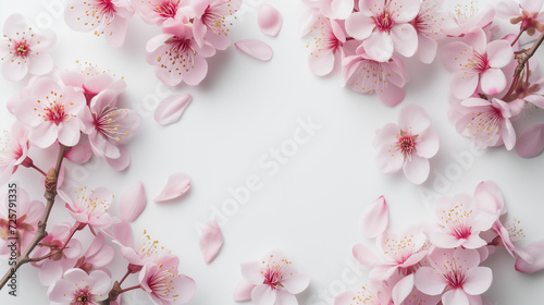 Spring's Soft Embrace Cherry Blossom Frame on White © Andreas