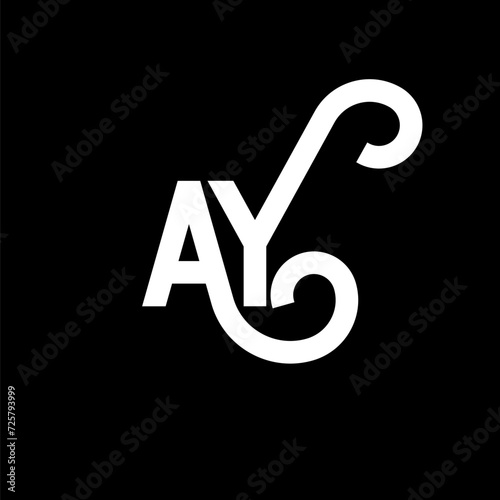 AY letter logo design on black background. AY creative initials letter logo concept. ay letter design. AY white letter design on black background. A Y, a y logo