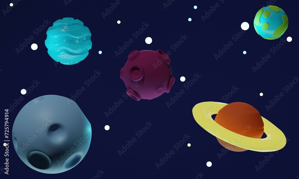 Space with planets and stars. 3d rendering Space with planets and stars. 3d rendering