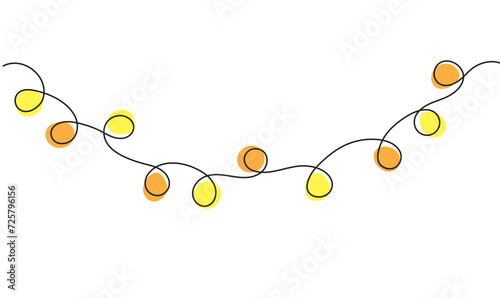 Color vector clipart of simplified garland in one line