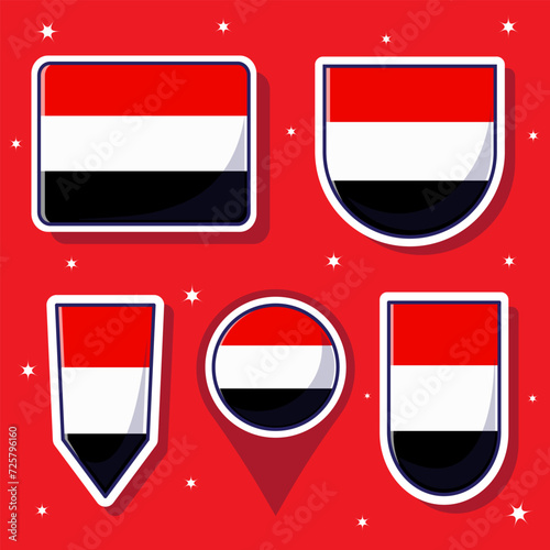 Free Download Yemen national flag cartoon vector illustration icon mascot bundle packs - GFXLoad