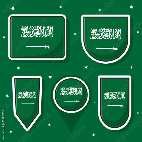Saudi Arabia national flag cartoon vector illustration icon mascot bundle packs