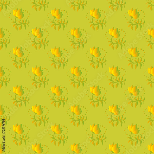 yellow-green floral pattern. seamless decorative ornament. colorful cover. wallpaper.