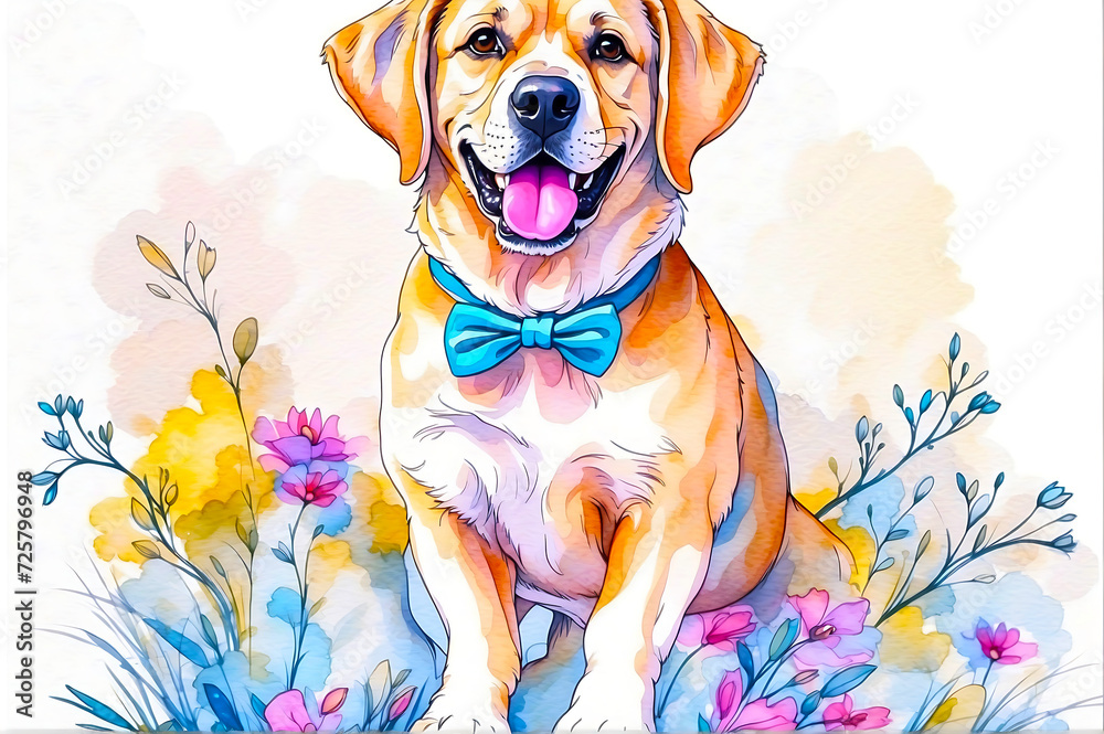The Playful Pup Among Flowers