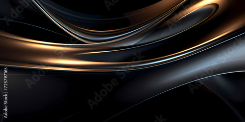 Dark Liquid metal texture abstract background - Wave design banner © Orkidia
