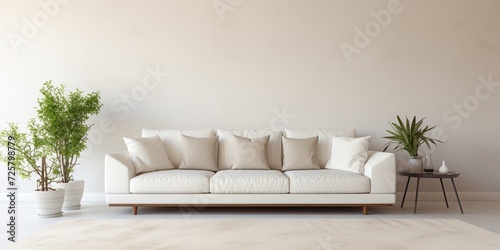 Spacious living area with new white sofa.