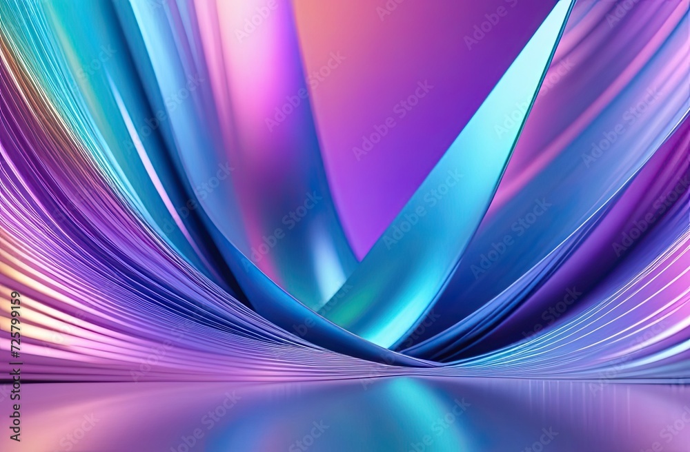Fototapeta premium Multicolored abstract 3d background. Technology futuristic background. Trendy holographic colors. Pastel colors.