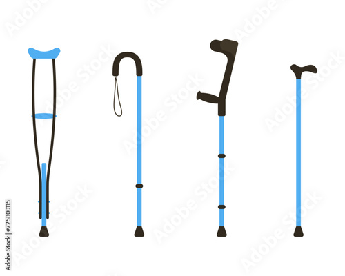 A set of crutches. Vector illustration.