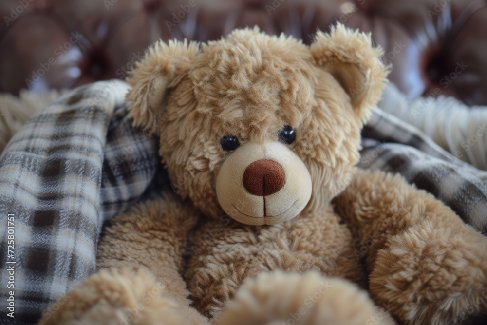 toy bear with a brown color and a fur and a professional overlay on the cuddle
