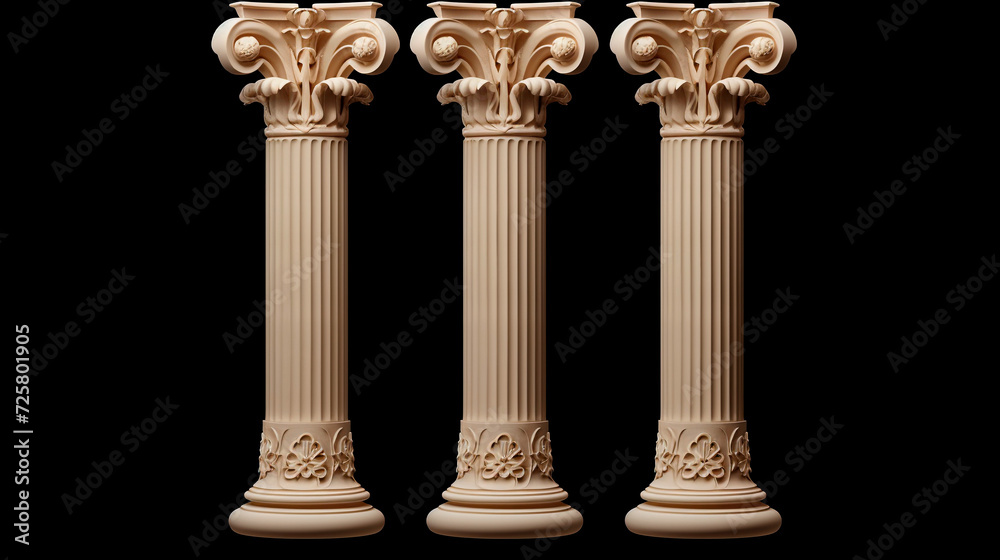 Classical column isolated on a black background. Classical column isolated on a black background.