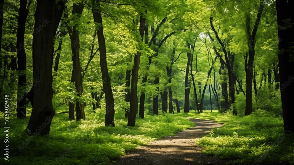 Picture a dense, vibrant green forest with sunlight filtering through the leaves