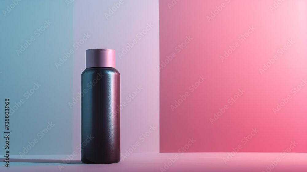 Chromatic Elegance Metallic Bottle Against Gradient Backdrop Chromatic Elegance Metallic Bottle Against Gradient Backdrop