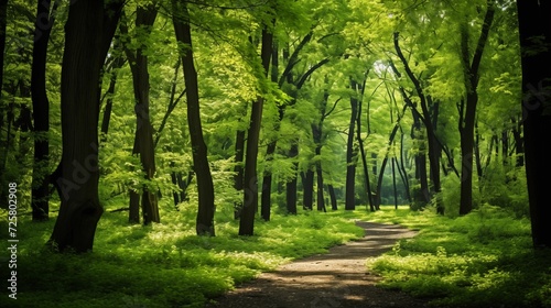 Picture a dense, vibrant green forest with sunlight filtering through the leaves