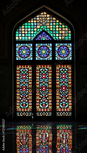 stained glass window in Mosque, colored glass