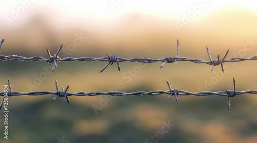 A detailed view of a barbed wire fence. Ideal for illustrating security, boundaries, or confinement