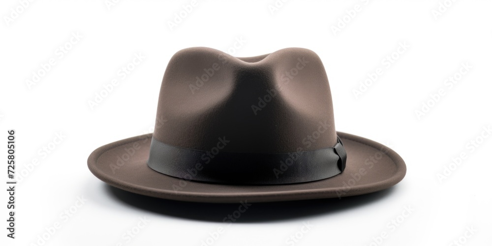 Brown hat placed on a white surface. Suitable for fashion, accessories, or lifestyle concepts Brown hat placed on a white surface. Suitable for fashion, accessories, or lifestyle concepts