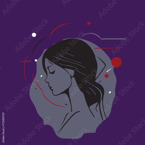 Conceptual illustration of depression, Persistent feelings of sadness, hopelessness, and a lack of interest in activities.