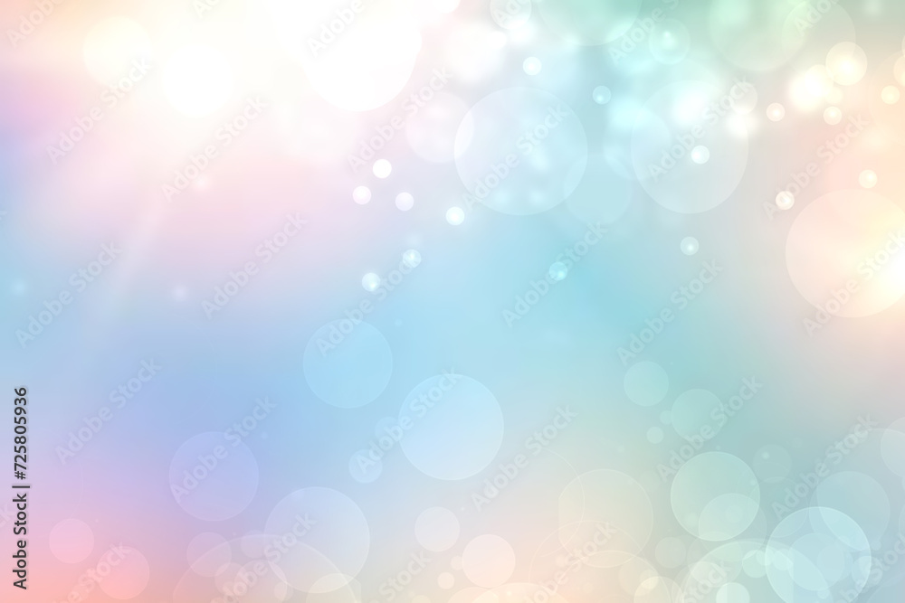 Abstract blurred fresh vivid spring summer light delicate pastel yellow pink orange turquoise bokeh background texture with bright circular soft color lights. Beautiful backdrop illustration. Abstract blurred fresh vivid spring summer light delicate pastel yellow pink orange turquoise bokeh background texture with bright circular soft color lights. Beautiful backdrop illustration.