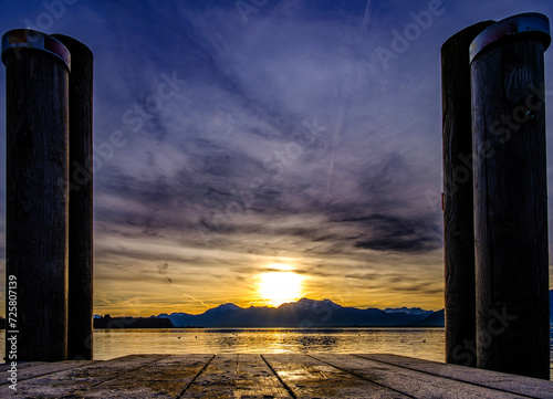 jetty at the chiemsee lake in bavaria