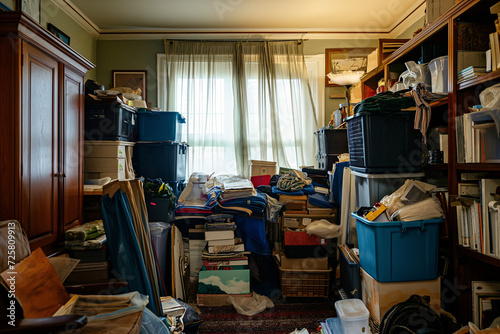 A pile of hoarder stuff in a hoarder house photo