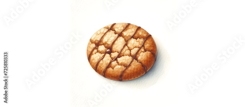 Chocolate cookie isolated watercolor painting