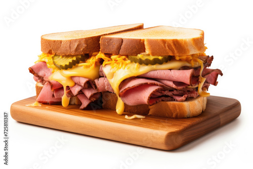Roast Beef and Cheddar Sandwich on a white Background