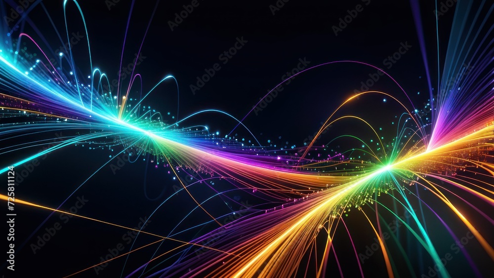 Abstract technology background with illuminated fiber optic network connections.  generative, ai.