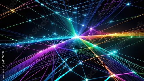Abstract technology background with illuminated fiber optic network connections. generative, ai.