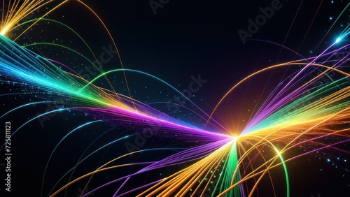 Abstract technology background with illuminated fiber optic network connections. generative, ai.