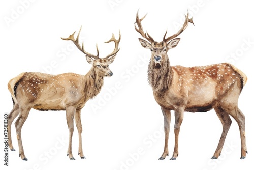 Two deer standing side by side. Ideal for nature and wildlife-themed projects © Fotograf