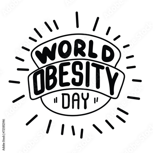 World Obesity Day text banner in black color. Handwriting World Obesity Day inscription isolated on white background