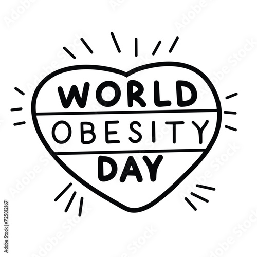 World Obesity Day text banner in black color. Handwriting World Obesity Day inscription isolated on white background