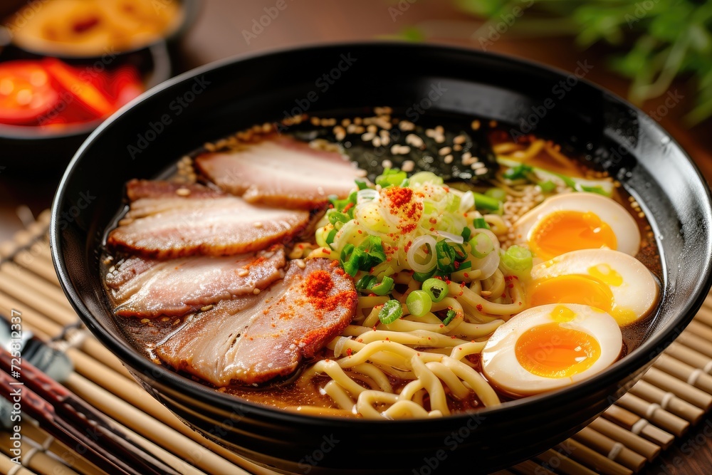 Japanese style ramen with pork and egg