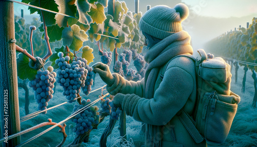 Grapes harvested for ice wine photo