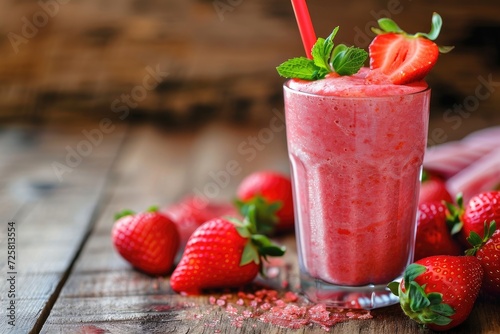 Strawberry smoothie as backdrop