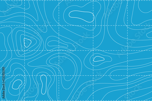 Topographic map with contour line grid water ocean, sea relief, depth. Nautical, cartography abstract area