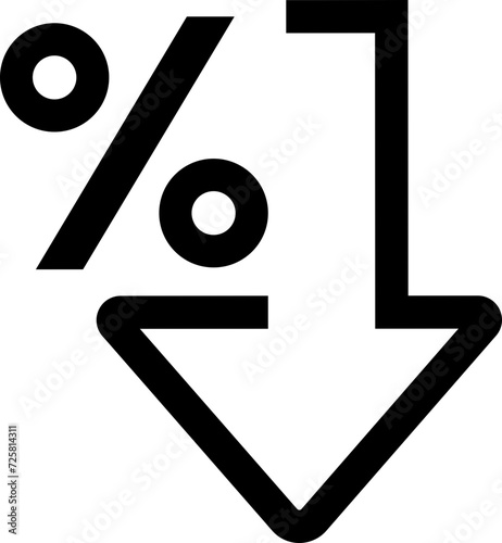 Percent arrow isolated icon, Vector business concept. Percentage growth and decline icons . Percent arrow up and down flat style symbols - stock vector, . Design concept for banking, credit.